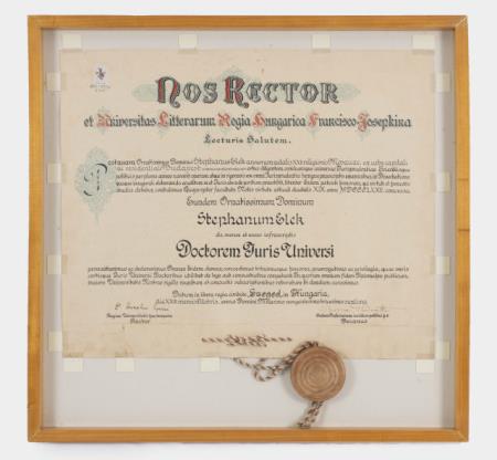 Diploma de m�dico de Stephanum Elek
