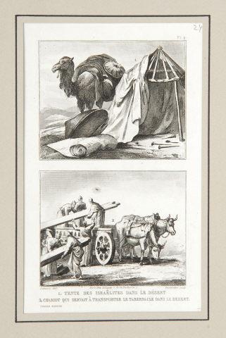 1. Tente des isra�lites dans le desert / 2. Chariot qui servait � transporter le tabernacle dans le desert