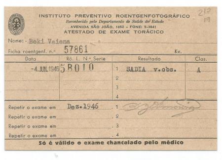 Atestado de Exame Tor�cico de Beky Vaena