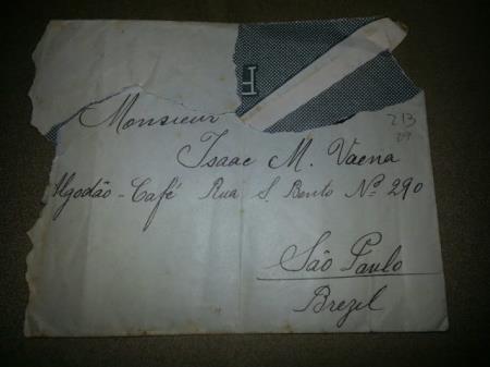 Envelope de Haym Vaena para f�brica de algod�es e caf�