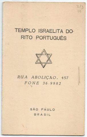 Reza Kadish do Templo Israelita do Rito Portugu�s (Aboli��o)