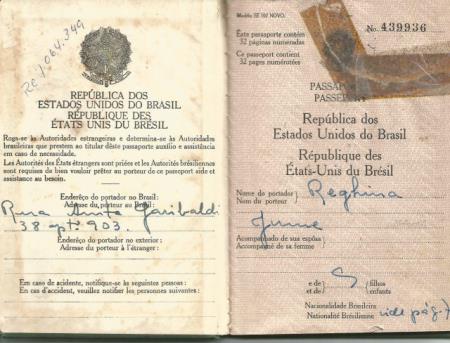 Passaporte brasileiro de Regina Jume