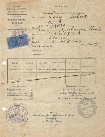 Atestado de antecedentes de Robert Lang