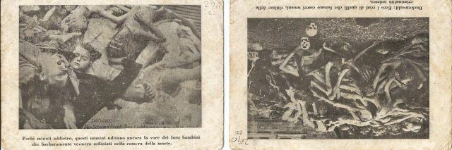 2 fotografias de cad�veres no campo de concentra��o de Buchenwald