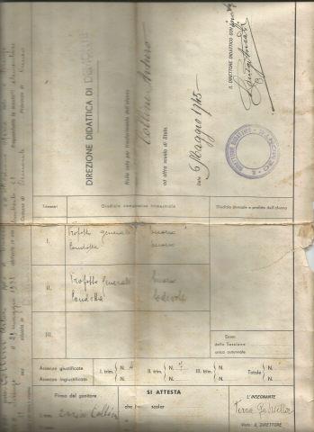 Documento escolar de Arturo Collini (Arthur Kohl)