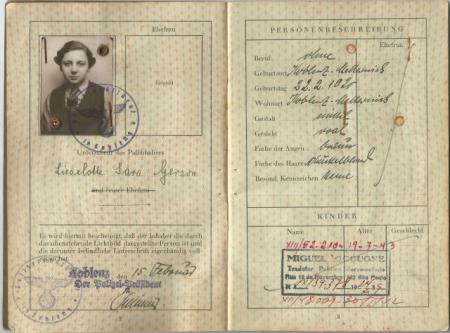 Passaporte alem�o do Reich de Liselotte SARA Gerson