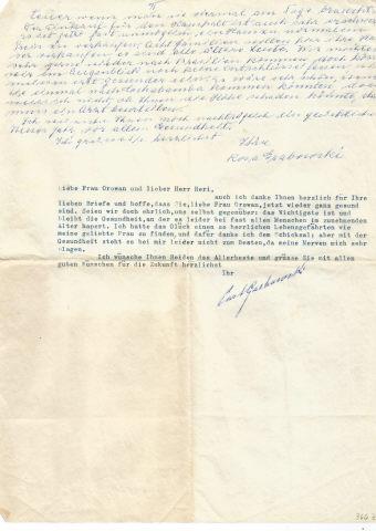Carta para Wilma Orowan