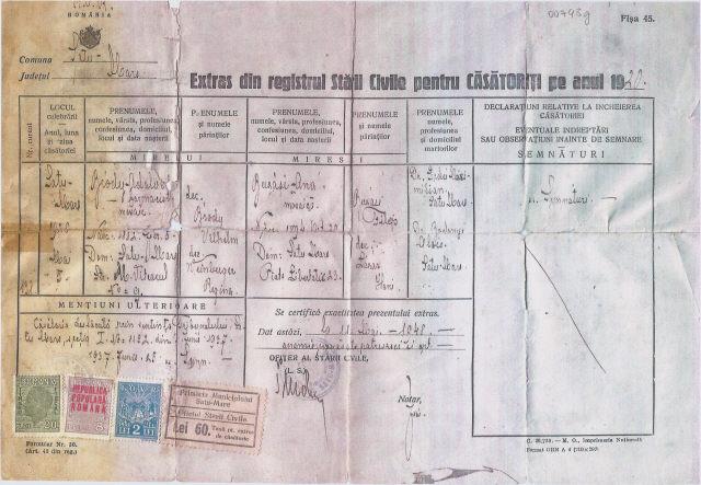 Registro de Casamento (Rom�nia) de Nikolaus Demeter