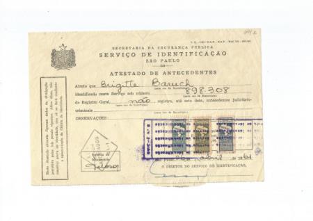 Atestado de antecedentes Brigitte Kroner Baruch