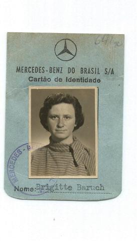 Cart�o de identidade da Mercedes Benz de Brigitte Kroner Baruch