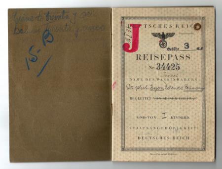 Passaporte alem�o de Egon ISRAEL Raimann