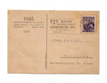 Documento do HIAS de Tibor Freid Egedi