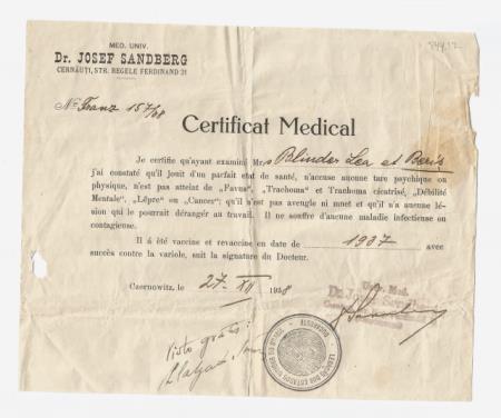 Certificado m�dico de L�a e Boris