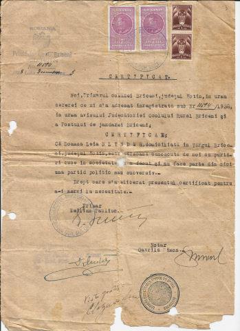 Certificado de bons antecedente de Lea Blinder